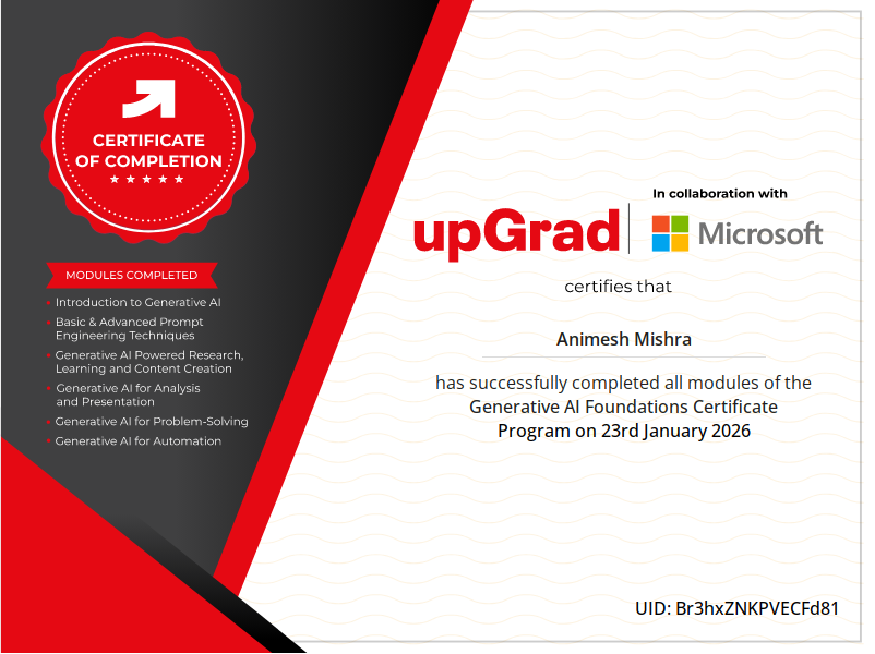 Generative AI Foundations Certificate — upGrad × Microsoft
